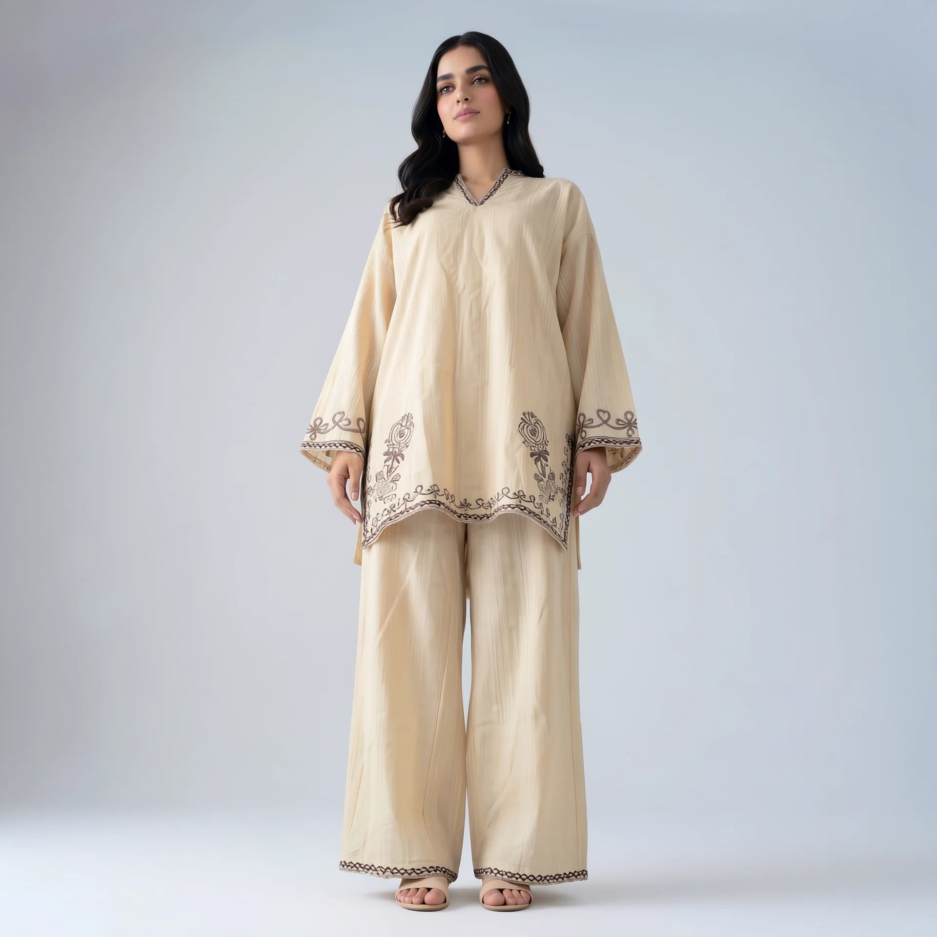 Almirah embroidered short shirt with plazo - Libaas Copenhagen