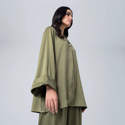 Limelight Olive Silk Suit