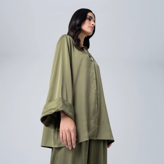 Limelight Olive Silk Suit