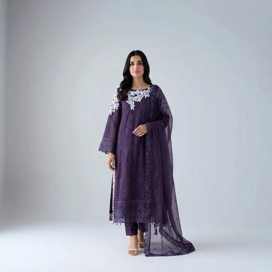 Iman Purple Embroidered Suit - Libaas Copenhagen