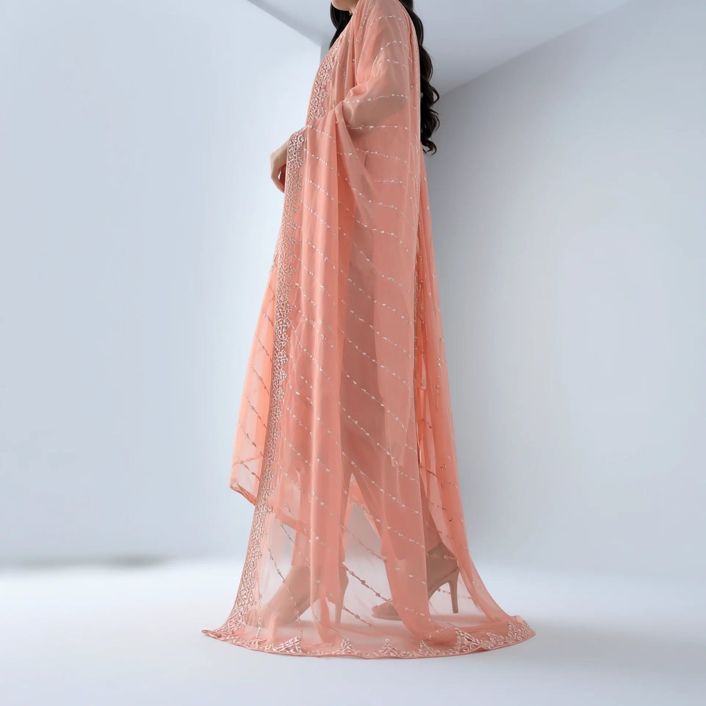 Inaya Peach Embroidered Suit - Libaas Copenhagen