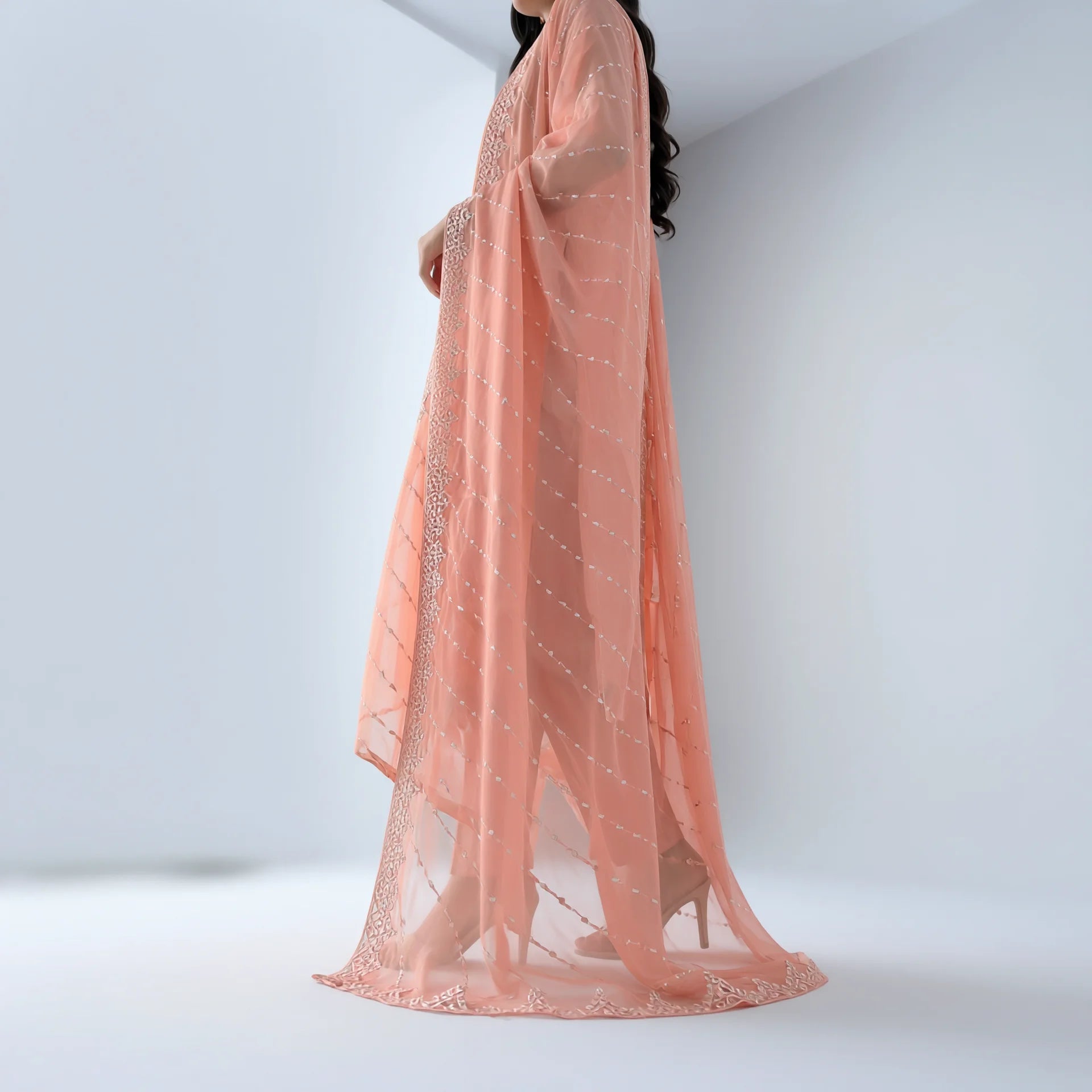 Inaya Peach Embroidered Suit - Libaas Copenhagen