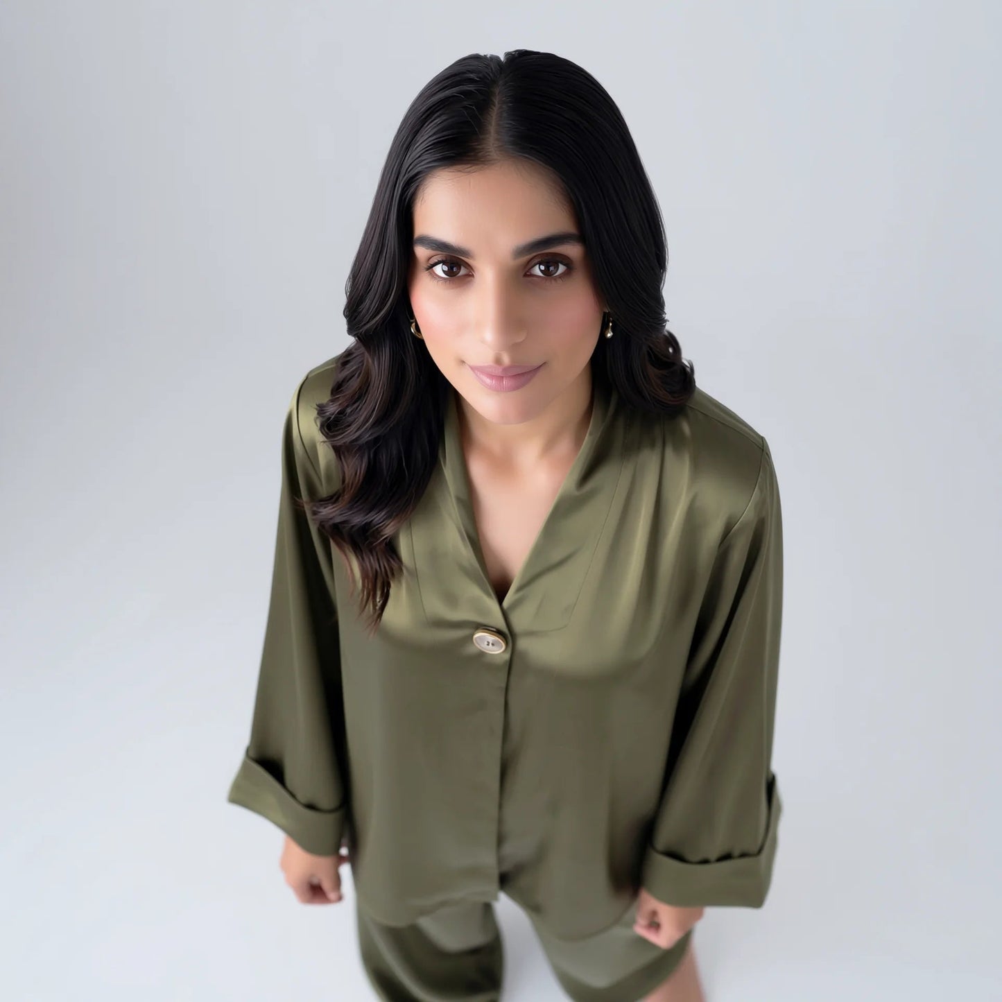 Limelight Olive Silk Suit - Libaas Copenhagen
