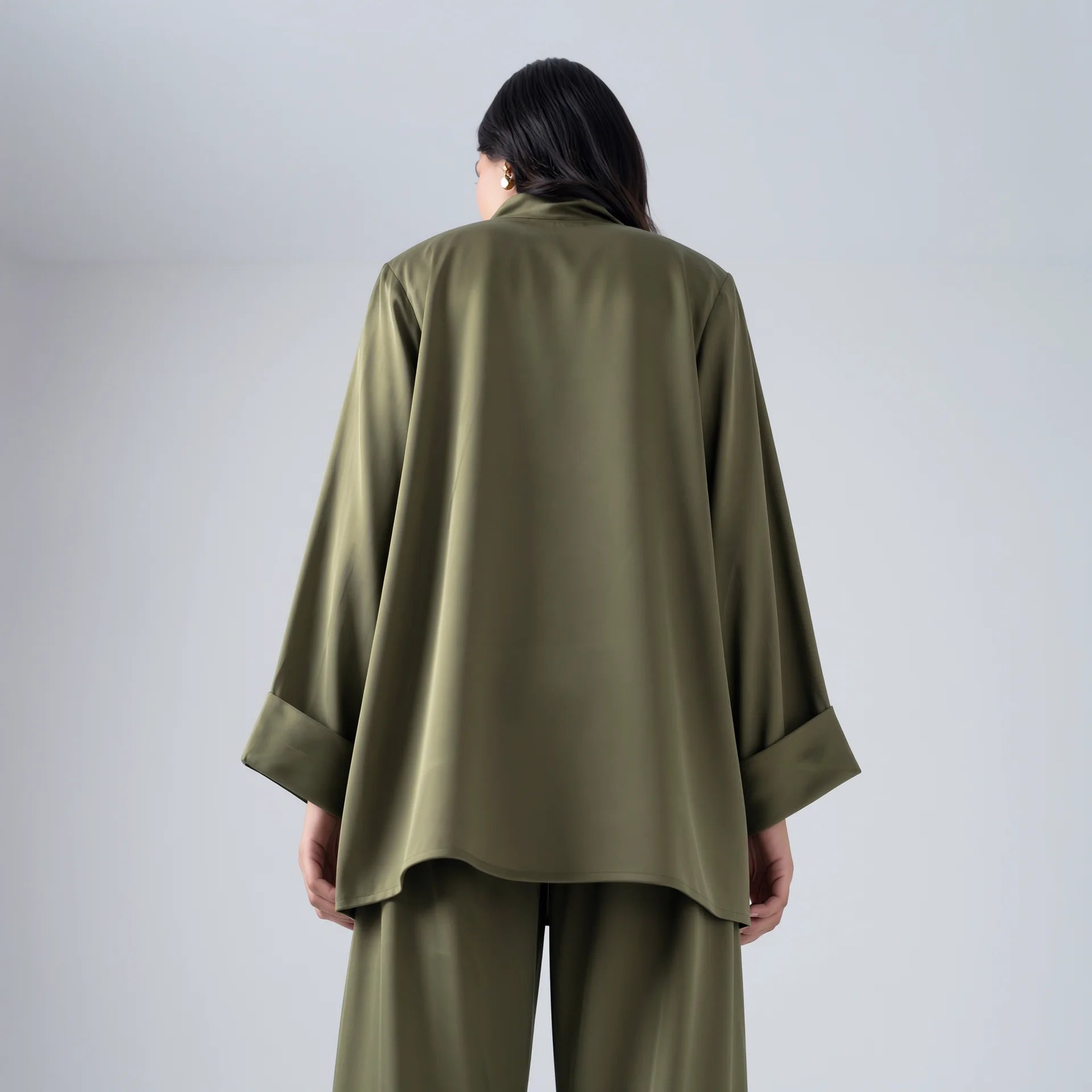 Limelight Olive Silk Suit - Libaas Copenhagen