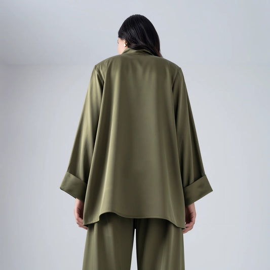 Limelight Olive Silk Suit - Libaas Copenhagen