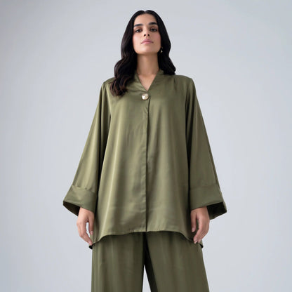 Limelight Olive Silk Suit - Libaas Copenhagen