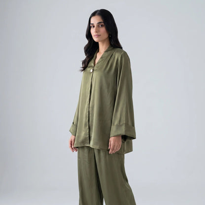 Limelight Olive Silk Suit - Libaas Copenhagen