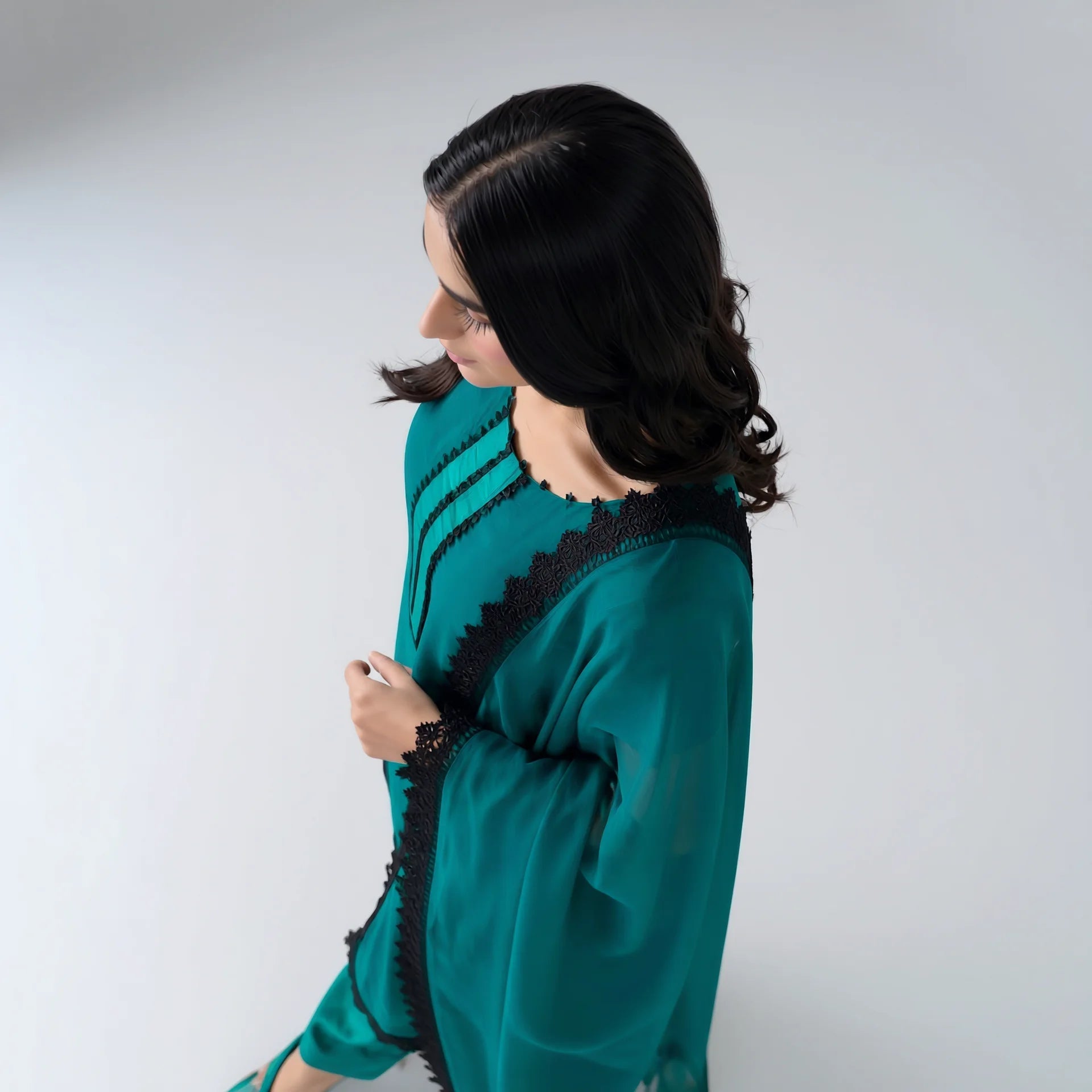 Meher Bottle Green Suit - Libaas Copenhagen