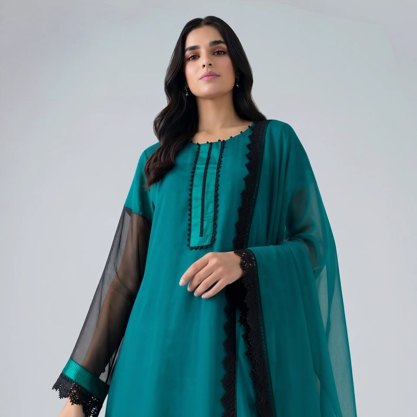 Meher Bottle Green Suit - Libaas Copenhagen