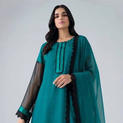 Meher Bottle Green Suit - Libaas Copenhagen