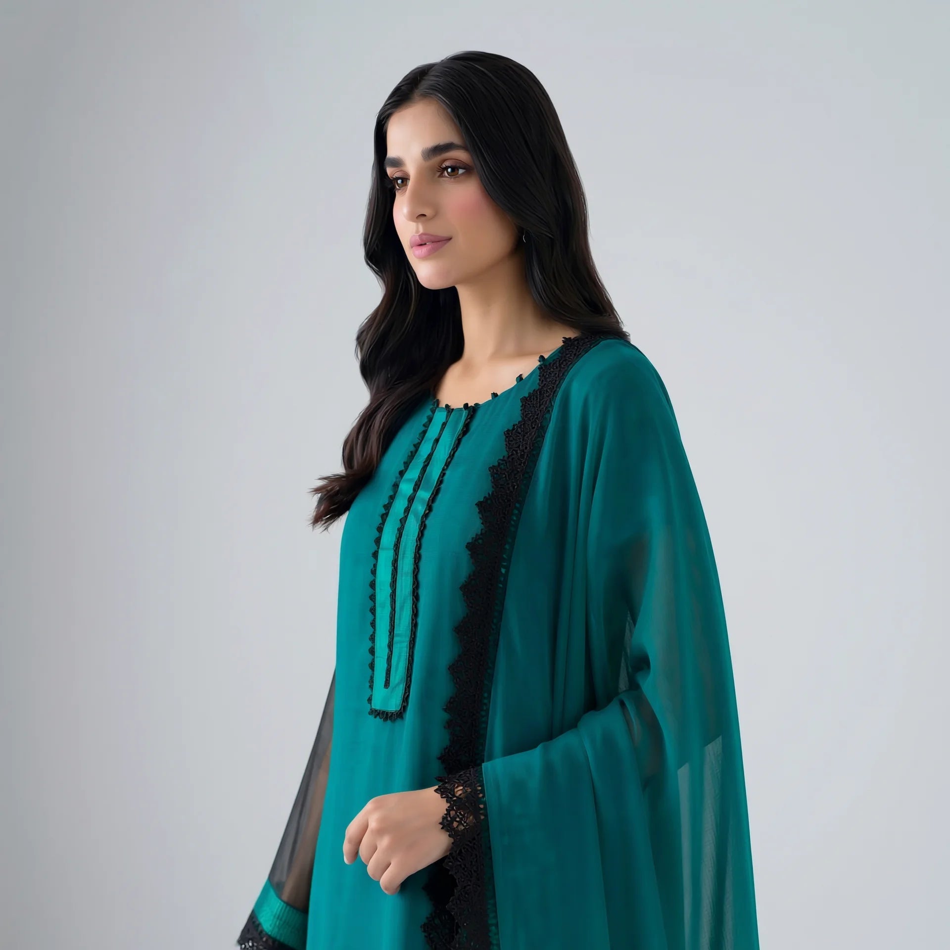 Meher Bottle Green Suit - Libaas Copenhagen