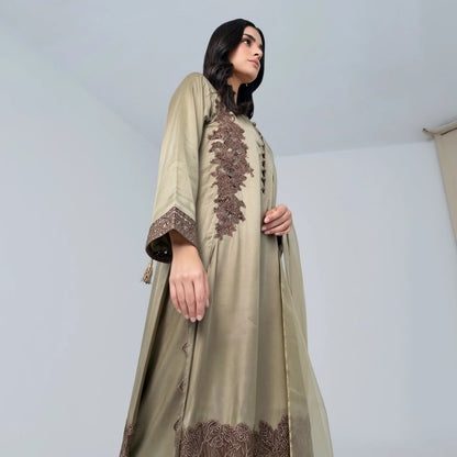 Roshni Olive Silk Suit - Libaas Copenhagen