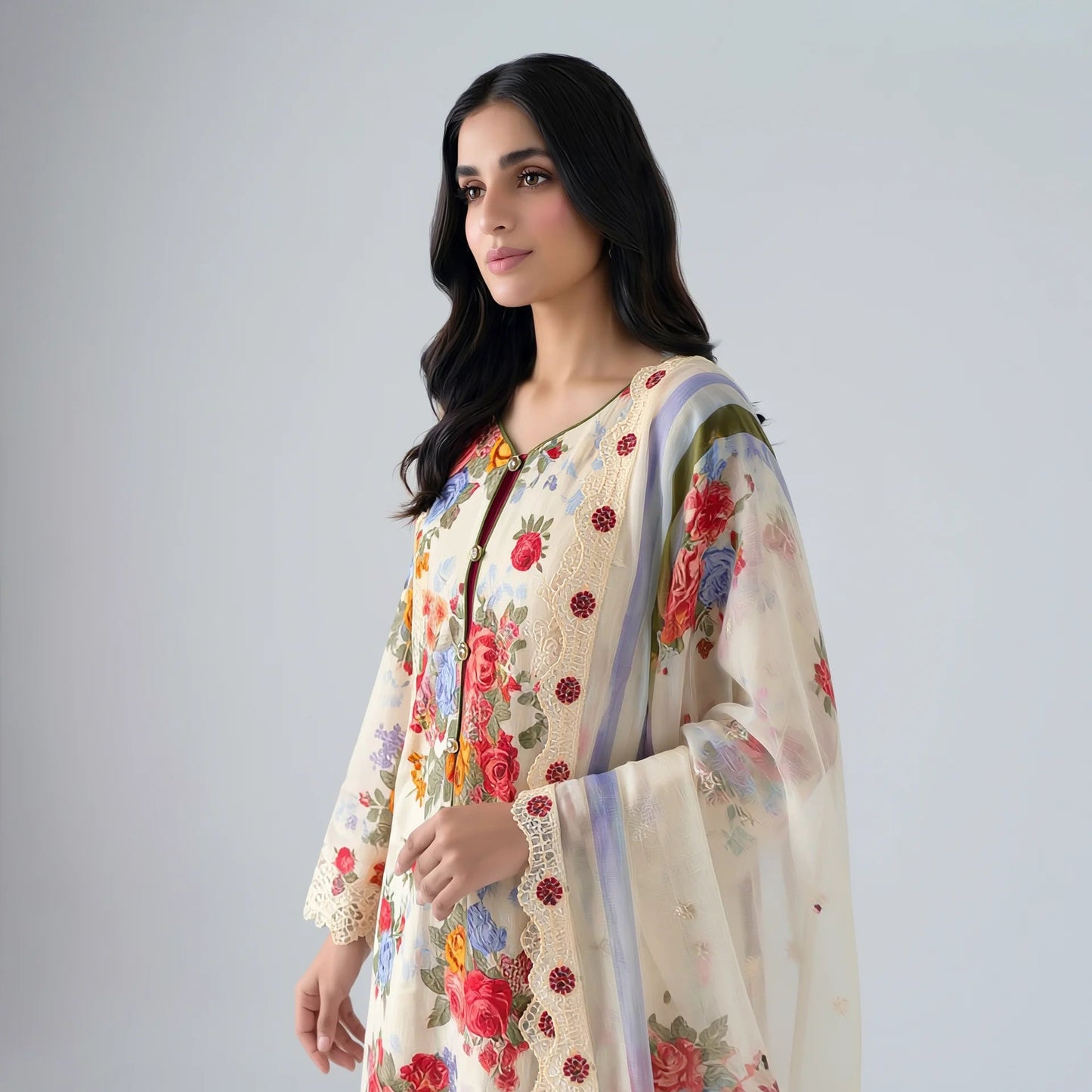 Shabnam Ivory Garden Suit - Libaas Copenhagen