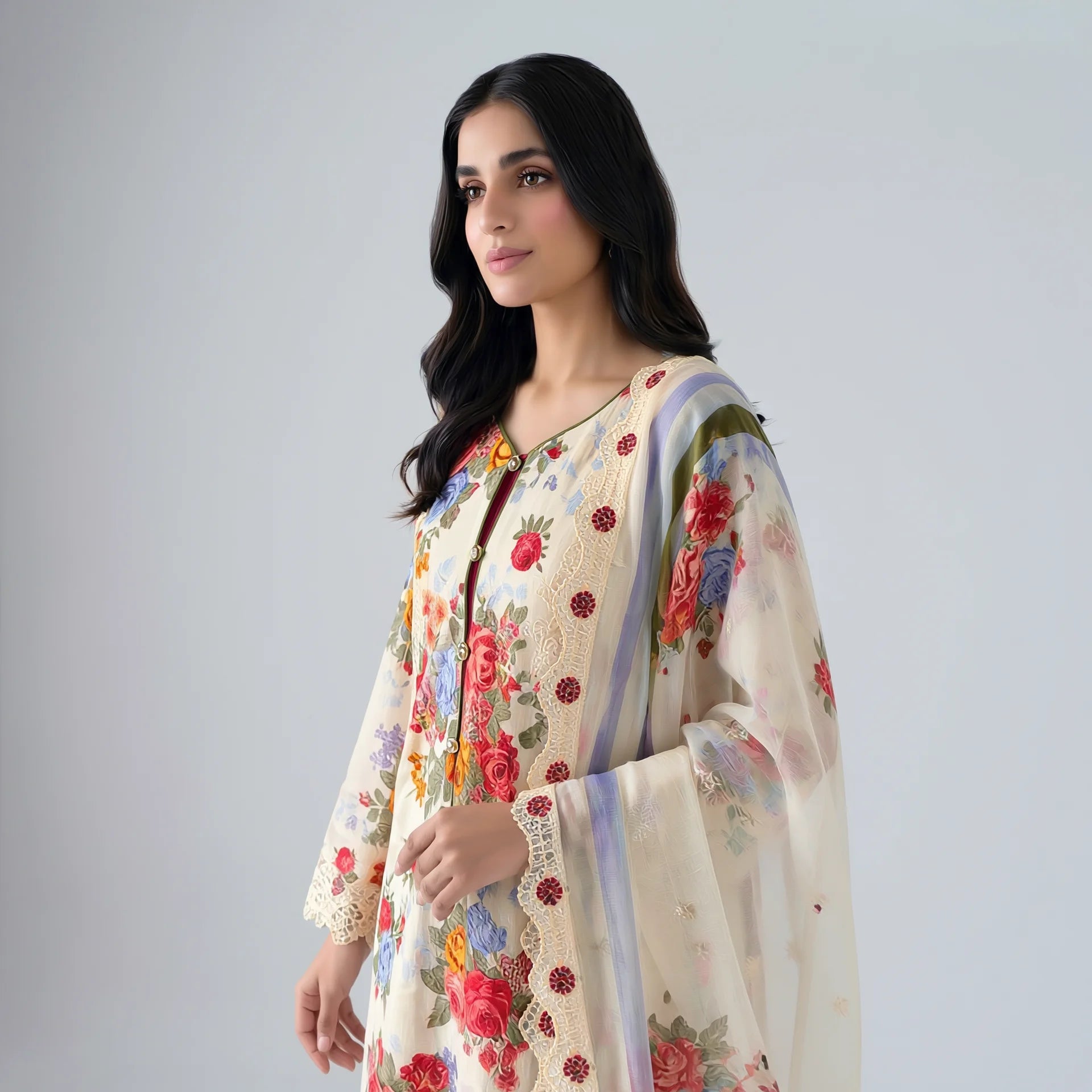 Shabnam Ivory Garden Suit - Libaas Copenhagen