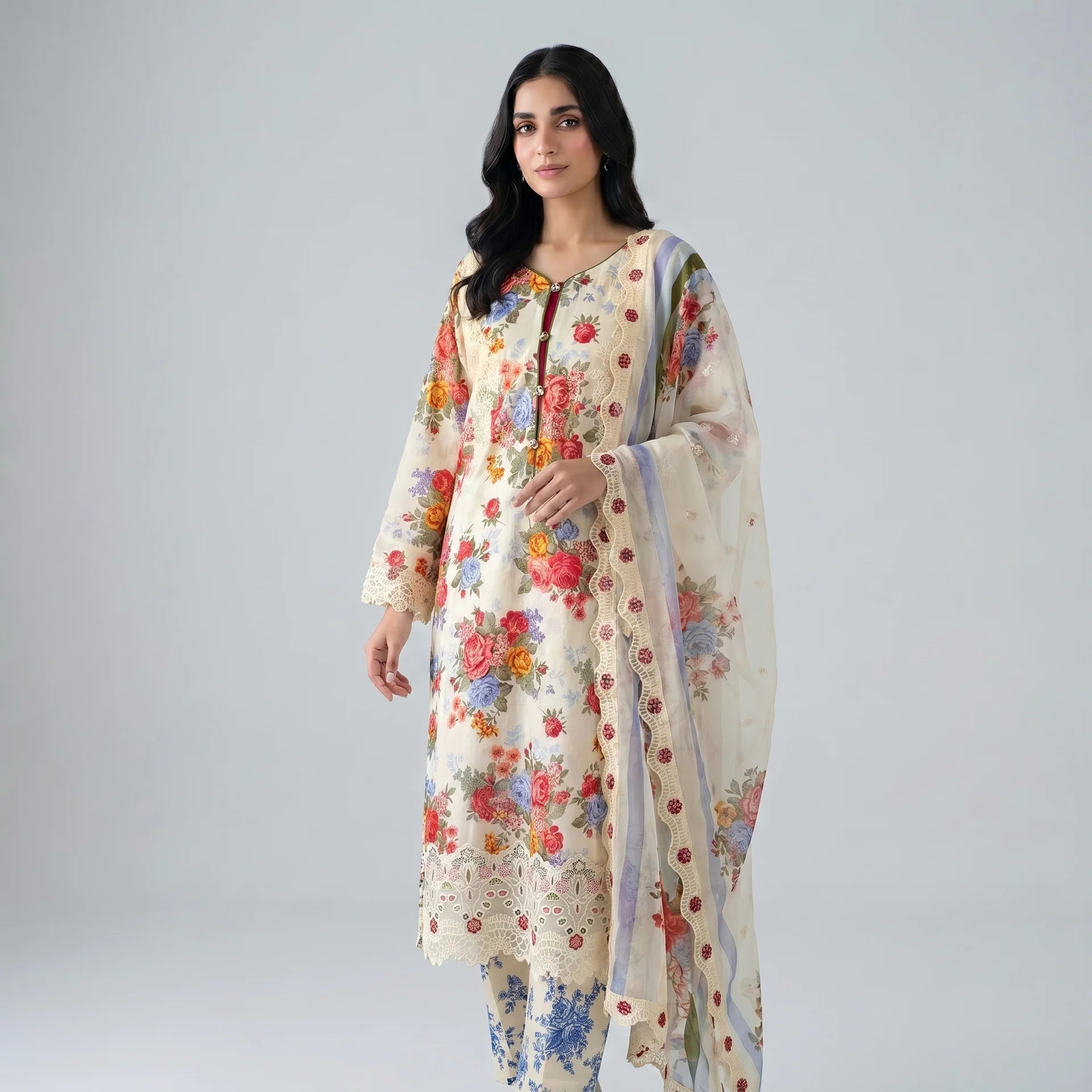 Shabnam Ivory Garden Suit - Libaas Copenhagen